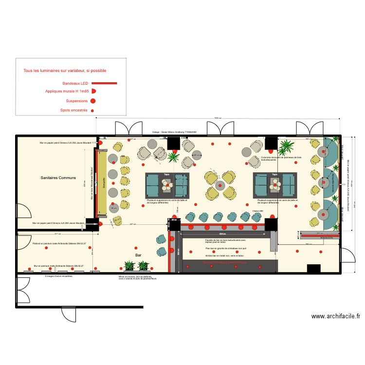 Hotel AZ - Bar revised. Plan de 2 pièces et 176 m2