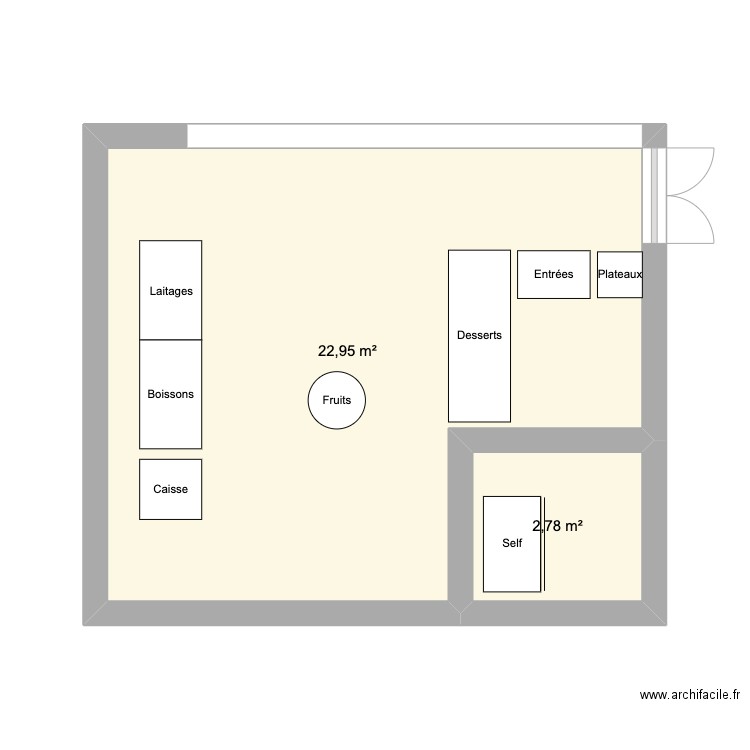 Salle2. Plan de 2 pièces et 26 m2