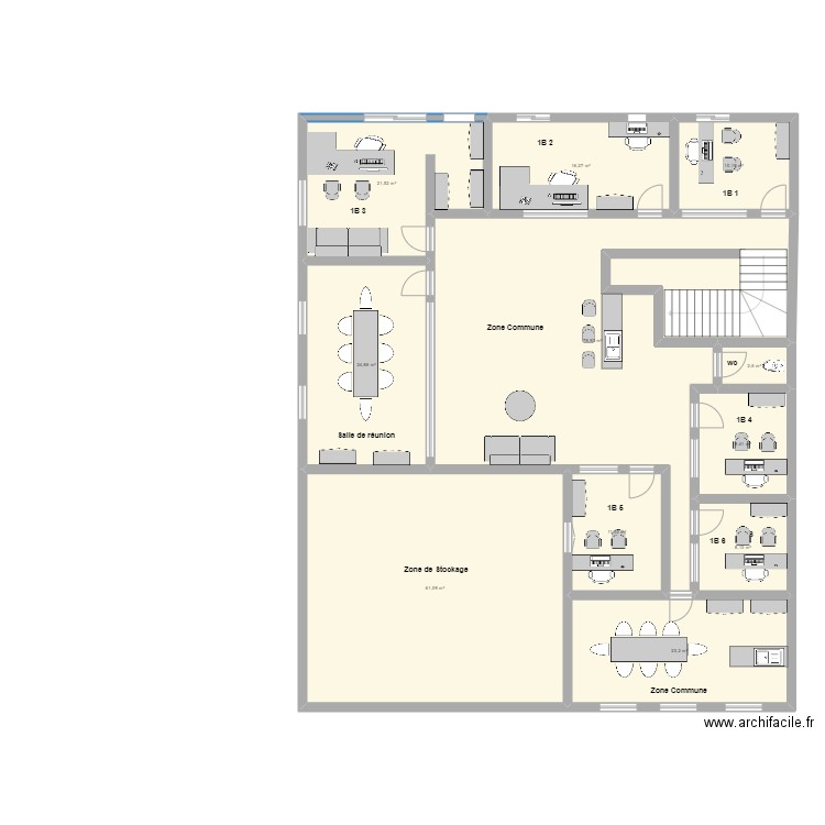 Etage Bureau. Plan de 11 pièces et 267 m2