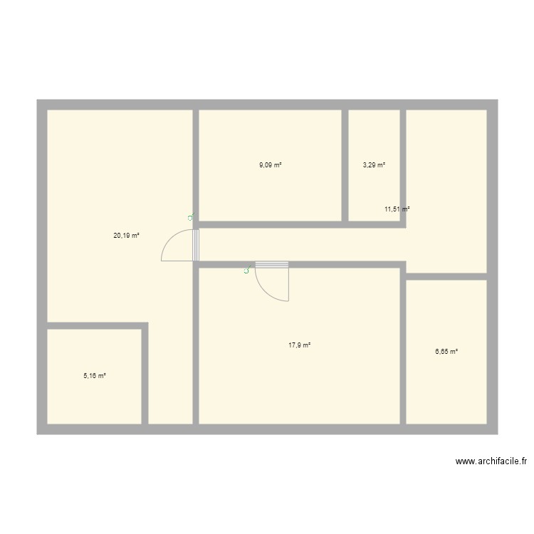 Maison Ormesson. Plan de 7 pièces et 74 m2