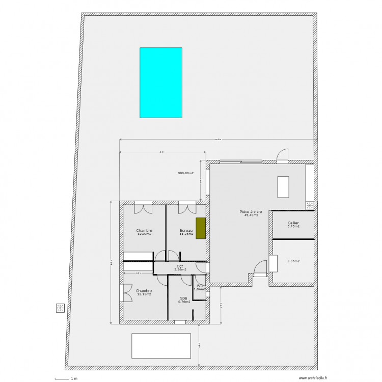 90 m² pp avec porche final. Plan de 0 pièce et 0 m2