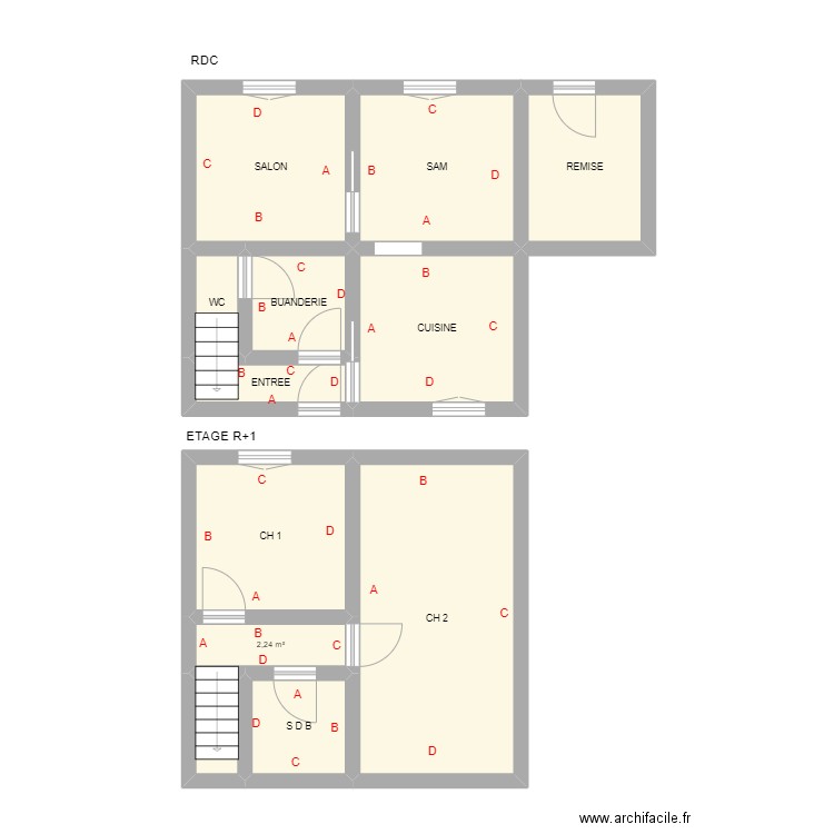 GARROD PLOMB. Plan de 12 pièces et 67 m2