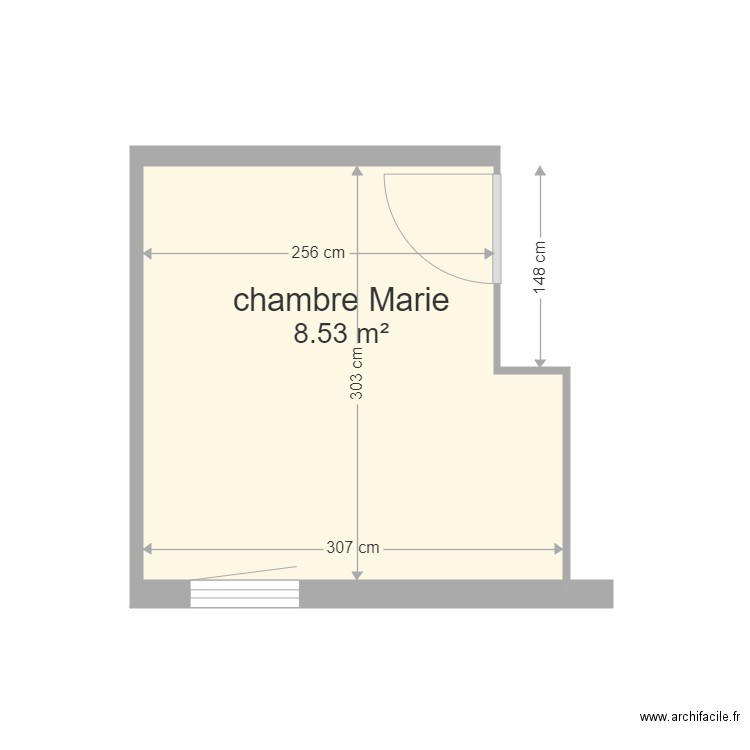 Colmar Attique chambre Marie3 nue. Plan de 1 pièce et 9 m2