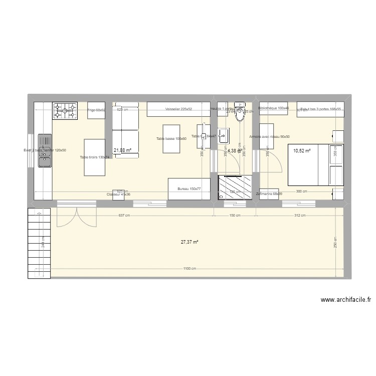 Maison provisoire Mangily 20 mai 2023. Plan de 4 pièces et 64 m2