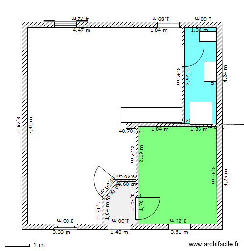manu maison 2. Plan de 3 pièces et 20 m2