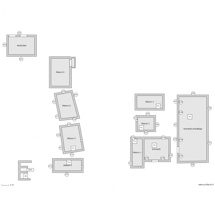 Maisons de travailleurs et Entrepôts. Plan de 0 pièce et 0 m2