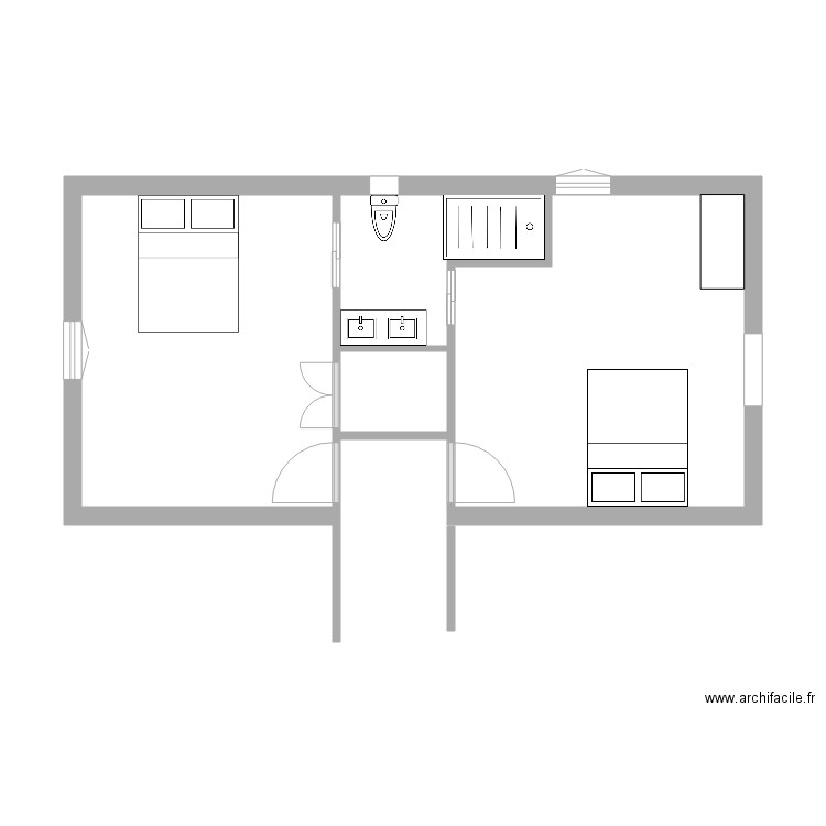 SDB CHAMBRES FILLES2. Plan de 4 pièces et 37 m2