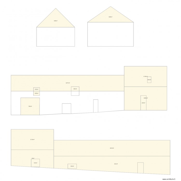 maison facade et toit. Plan de 0 pièce et 0 m2