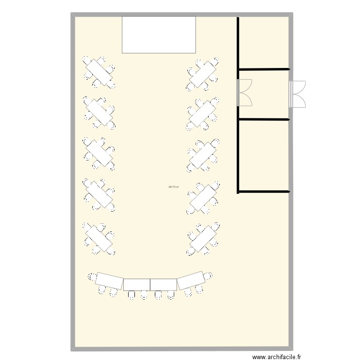 Plan salle des fêtes version epi. Plan de 3 pièces et 325 m2