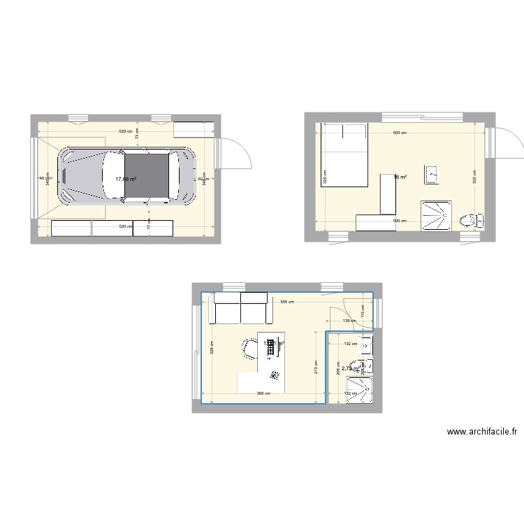 Garage 3. Plan de 4 pièces et 50 m2