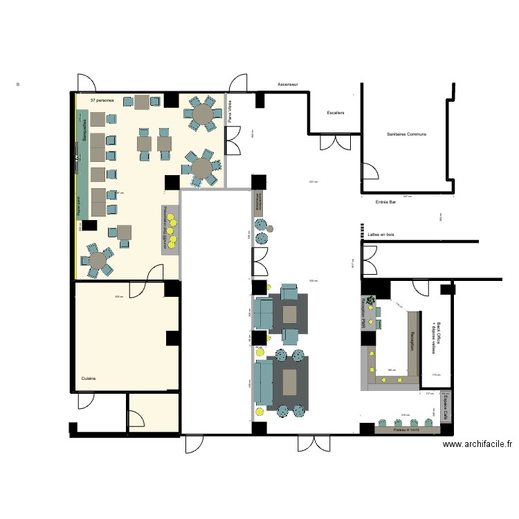 Hotel AZ - Lobby B. Plan de 3 pièces et 119 m2