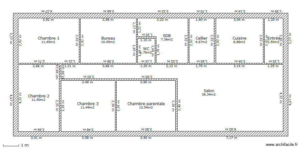 26-02-10. Plan de 11 pièces et 120 m2