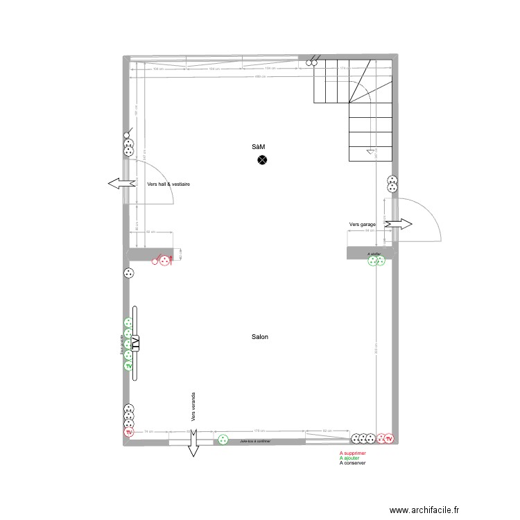 Maison Aische - SàM & Salon. Plan de 1 pièce et 34 m2