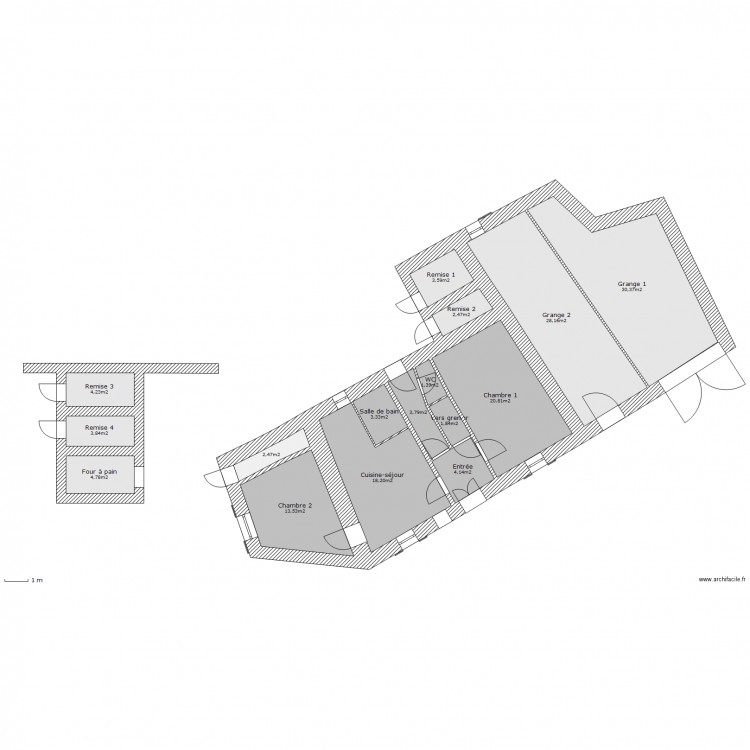 Plan de masse Maison Grange Annexe. Plan de 0 pièce et 0 m2