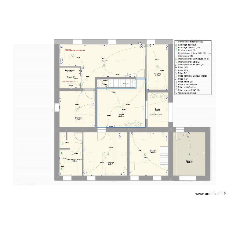 FARDOUX_MIJOUX_Etage1. Plan de 11 pièces et 172 m2