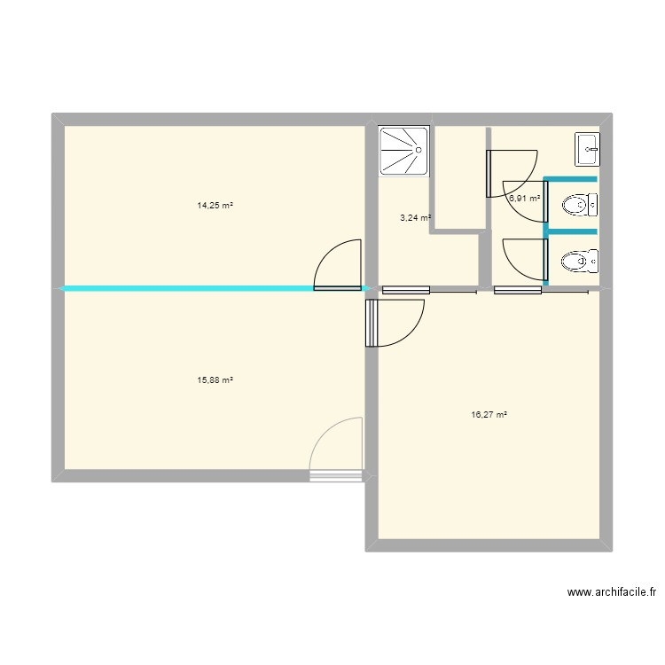 Bureau RDC Garage GIGNAC. Plan de 5 pièces et 57 m2