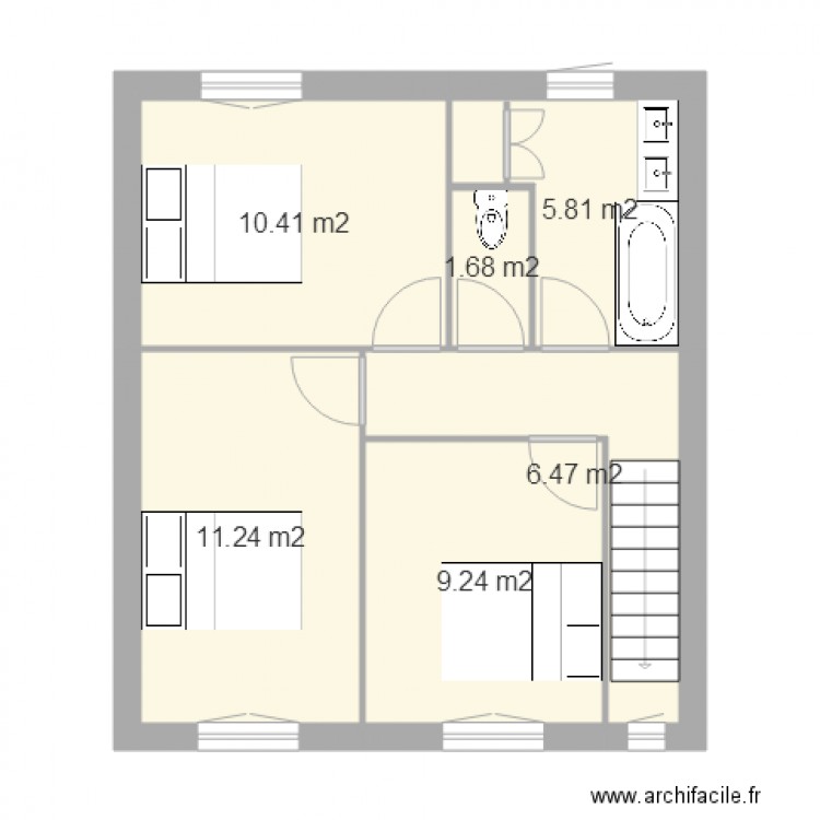 etage projet 1 v4 2. Plan de 0 pièce et 0 m2