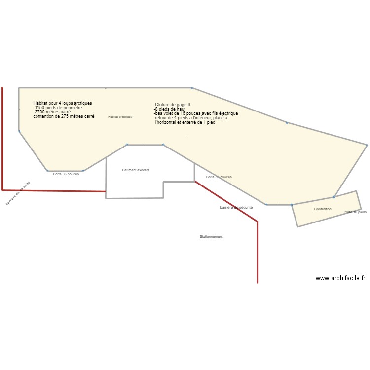enclos MDP. Plan de 2 pièces et 206 m2