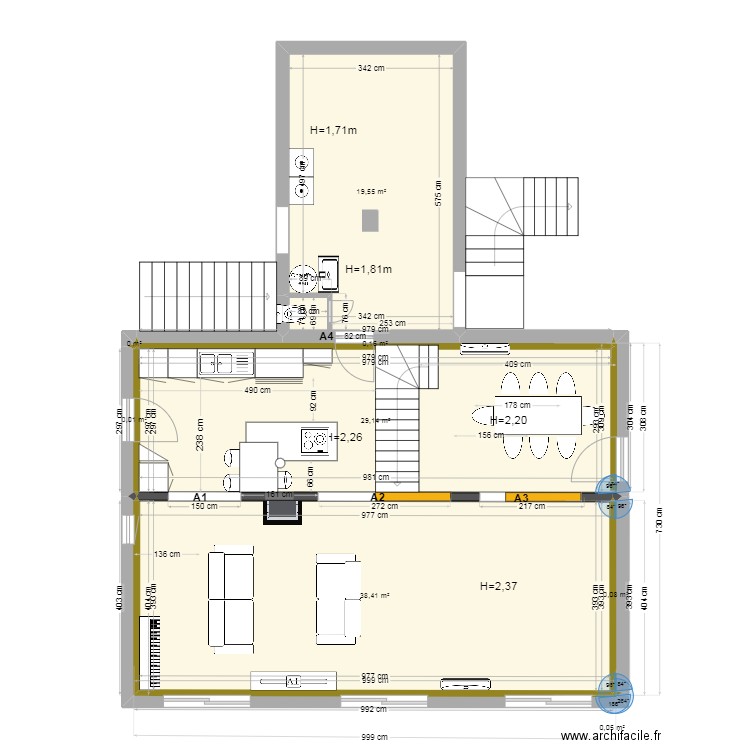 Maison Rouret - RdC - Aissata V4. Plan de 8 pièces et 87 m2