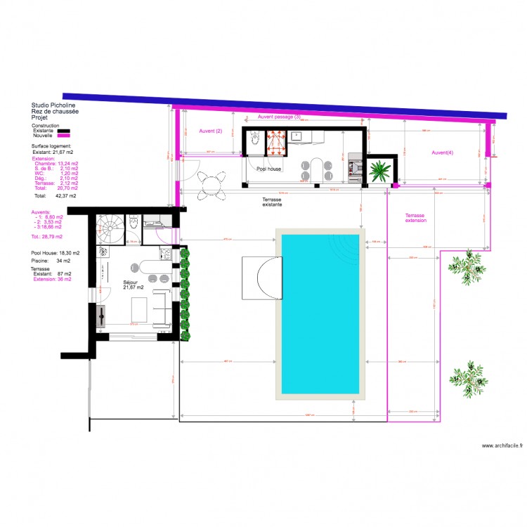 Studio Picholine Projet 4 Rez de chaussée PC 3. Plan de 0 pièce et 0 m2