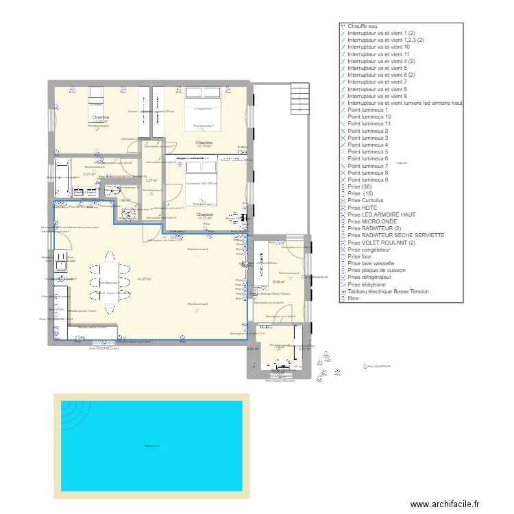 CCC BUREAU. Plan de 12 pièces et 104 m2