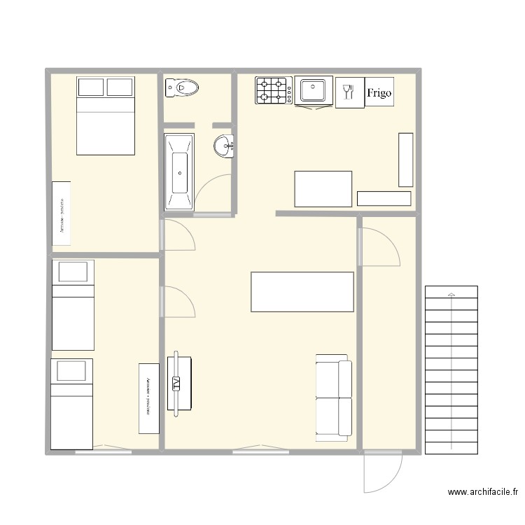 Appartement Sancy. Plan de 4 pièces et 58 m2