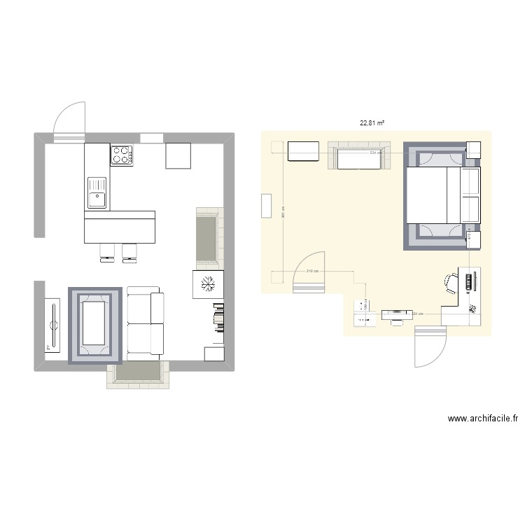 Maison Emma St Laurent. Plan de 1 pièce et 23 m2