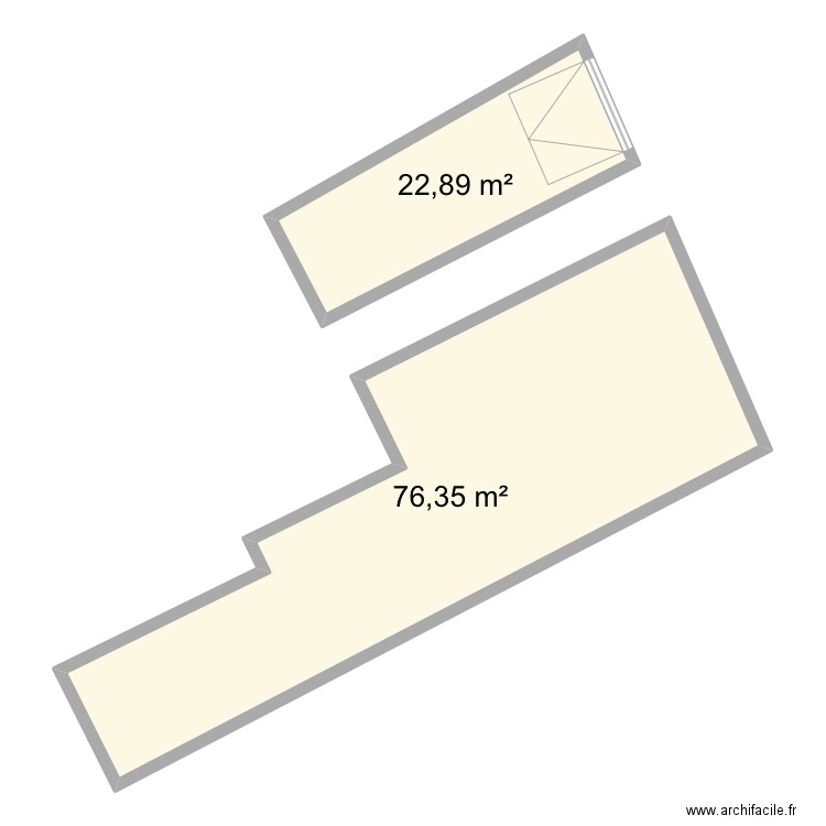 Per. Plan de 2 pièces et 99 m2
