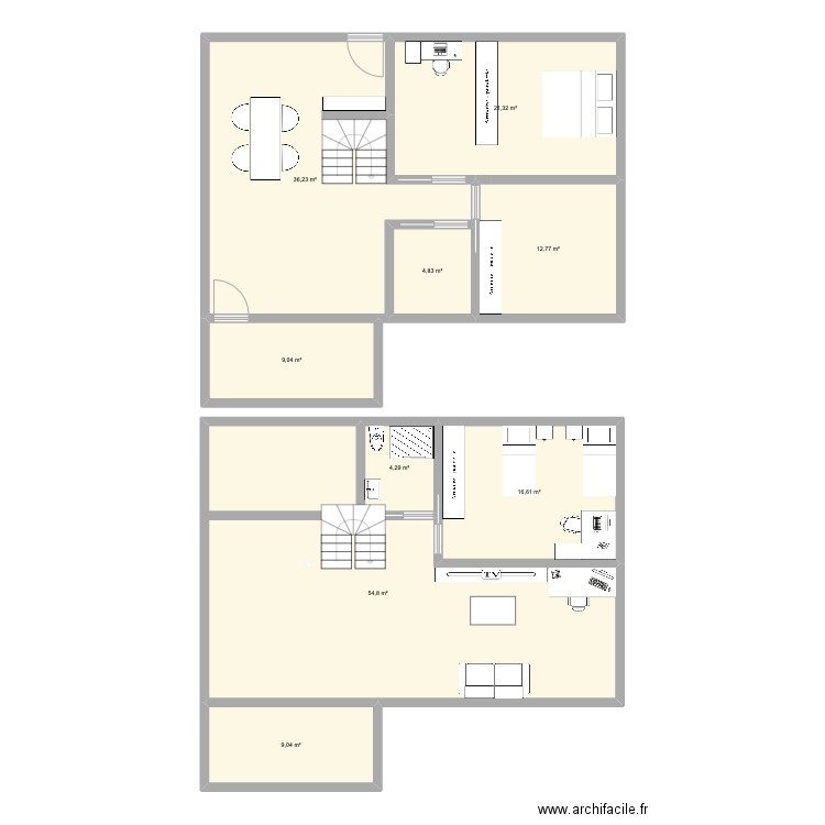 maison A. Plan de 9 pièces et 169 m2