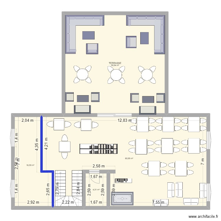 JONS étage 2. Plan de 5 pièces et 161 m2