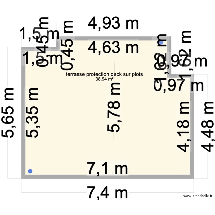 plan terrasse HMC   CHANTIER STIVALET. Plan de 1 pièce et 39 m2