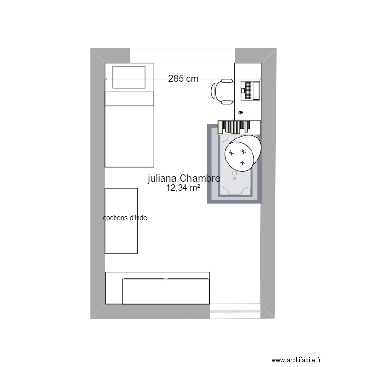 Juliana's bedroom1. Plan de 1 pièce et 12 m2
