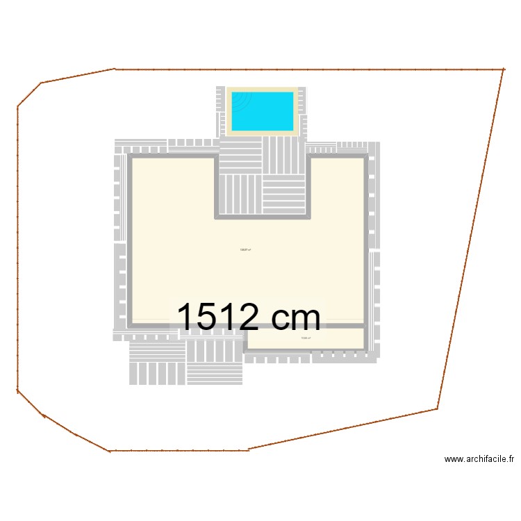 Plan de masse avec implantation piscine. Plan de 2 pièces et 149 m2