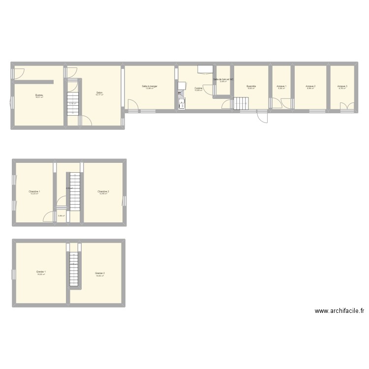 Maison Leerne. Plan de 17 pièces et 171 m2