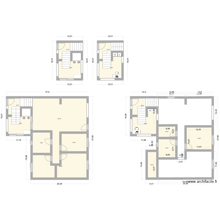 agrandissement-maison. Plan de 16 pièces et 163 m2