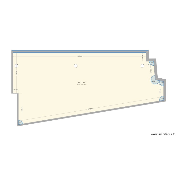 ACBB-VestiaireSousLeBar-v3. Plan de 1 pièce et 58 m2