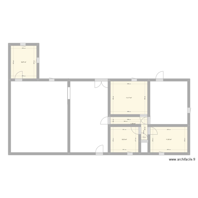 extension. Plan de 5 pièces et 48 m2