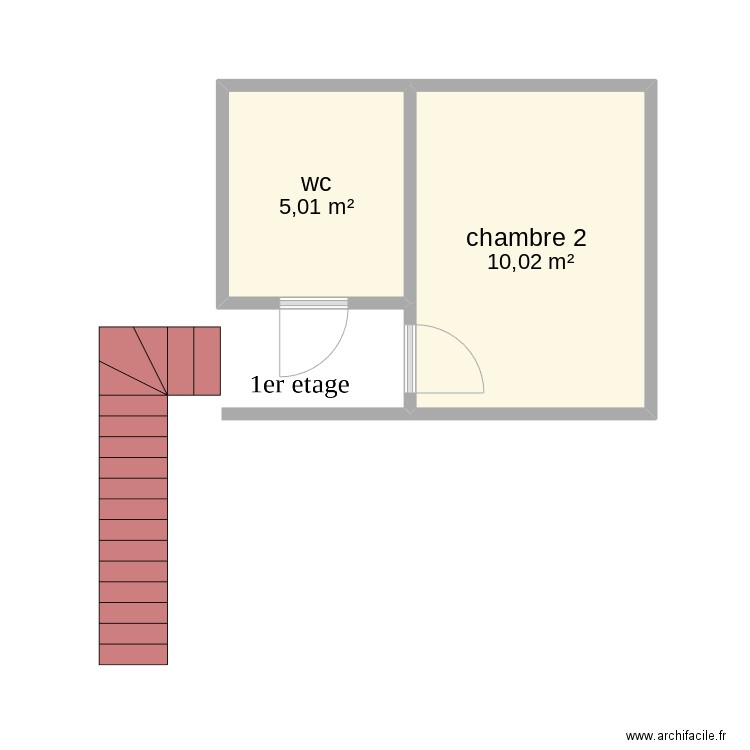 maison sancoins rdc 1er etage. Plan de 2 pièces et 15 m2