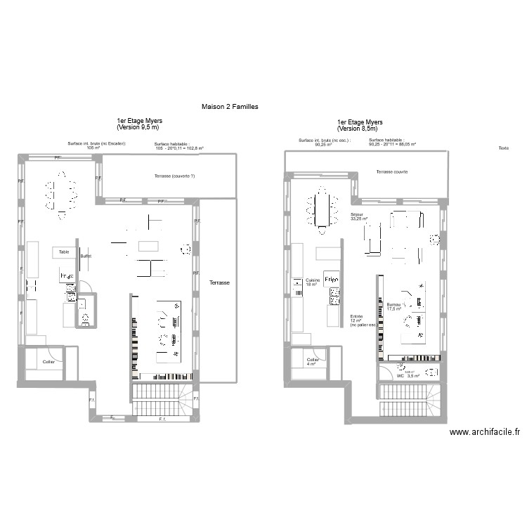 Maison 2 familles Myers-Simon 1er étage impress versipon 8,5m. Plan de 1 pièce et 4 m2