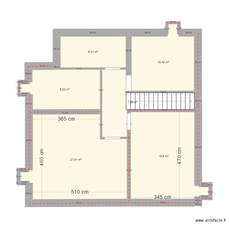 Sous-sols Rhodes. Plan de 6 pièces et 71 m2