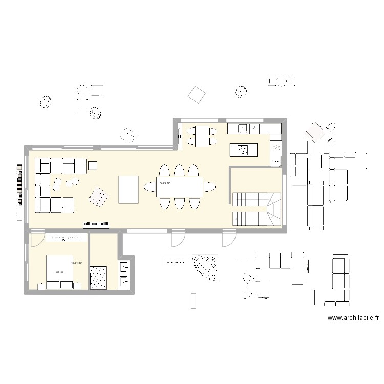 Chambre parentale suisse 3. Plan de 2 pièces et 98 m2
