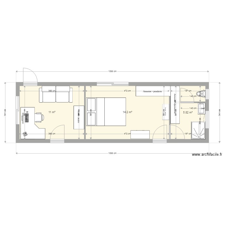 MESCHERS GARAGE AMENAGE - B. Plan de 3 pièces et 31 m2