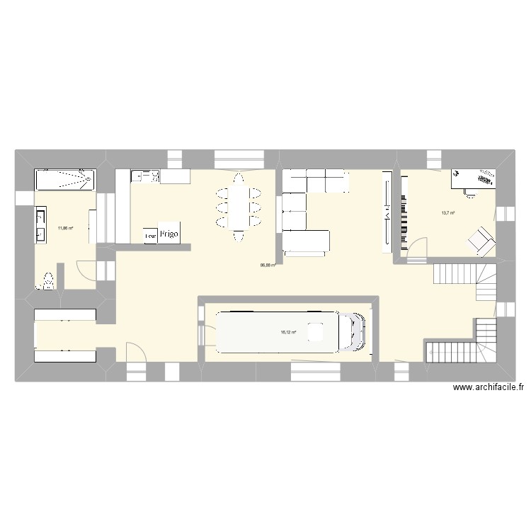 etagef. Plan de 4 pièces et 129 m2
