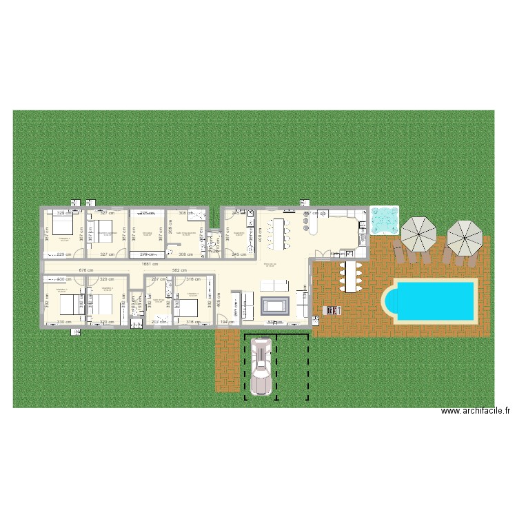 Maison Plain Pied Lomé. Plan de 12 pièces et 196 m2