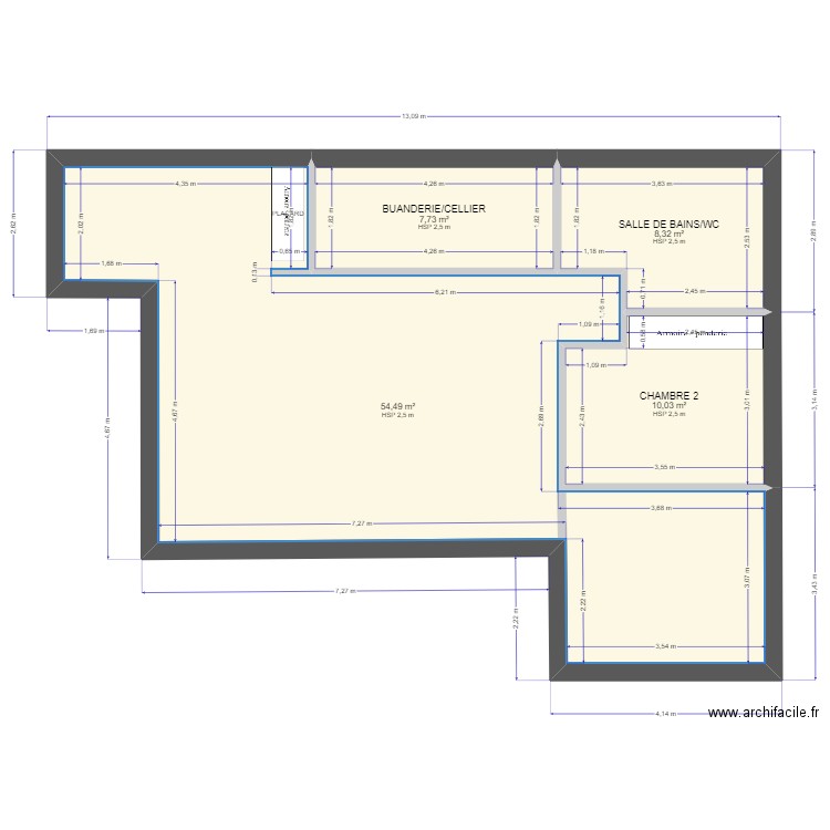 PLAN RECTANGLE3. Plan de 4 pièces et 81 m2