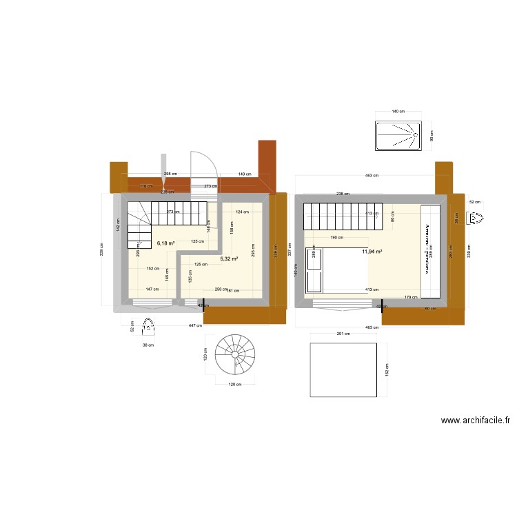 BSC atelier V3. Plan de 3 pièces et 23 m2