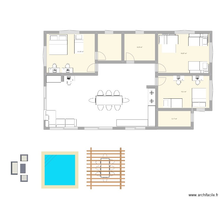 maison 1 . Plan de 6 pièces et 130 m2