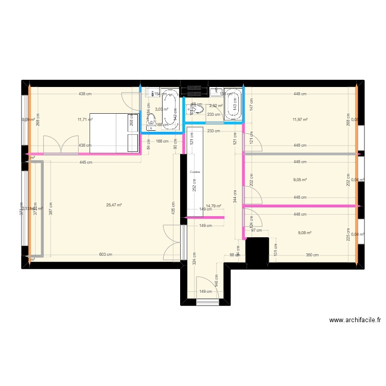 Schnitz 2024 bis. Plan de 18 pièces et 91 m2