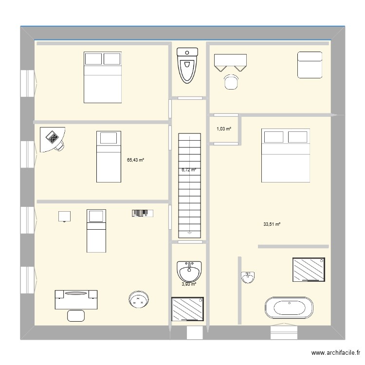 etage thenac. Plan de 5 pièces et 111 m2