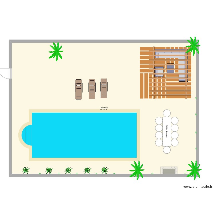 piscine. Plan de 1 pièce et 222 m2